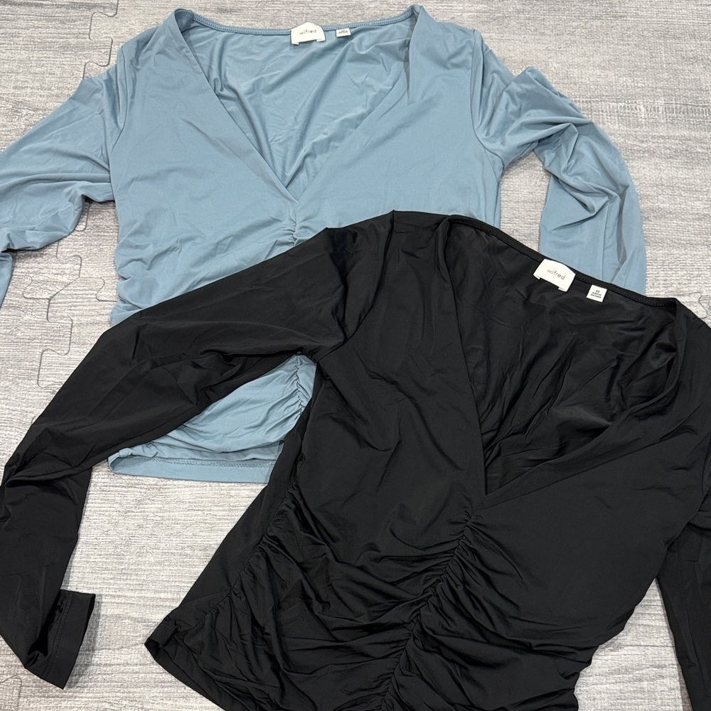 Wilfred Black and Blue Ruched Blouses